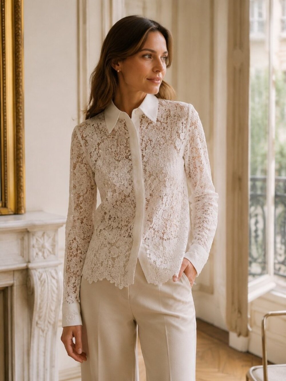 Anne Fontaine The Amaya Top White Size 38 Button Down